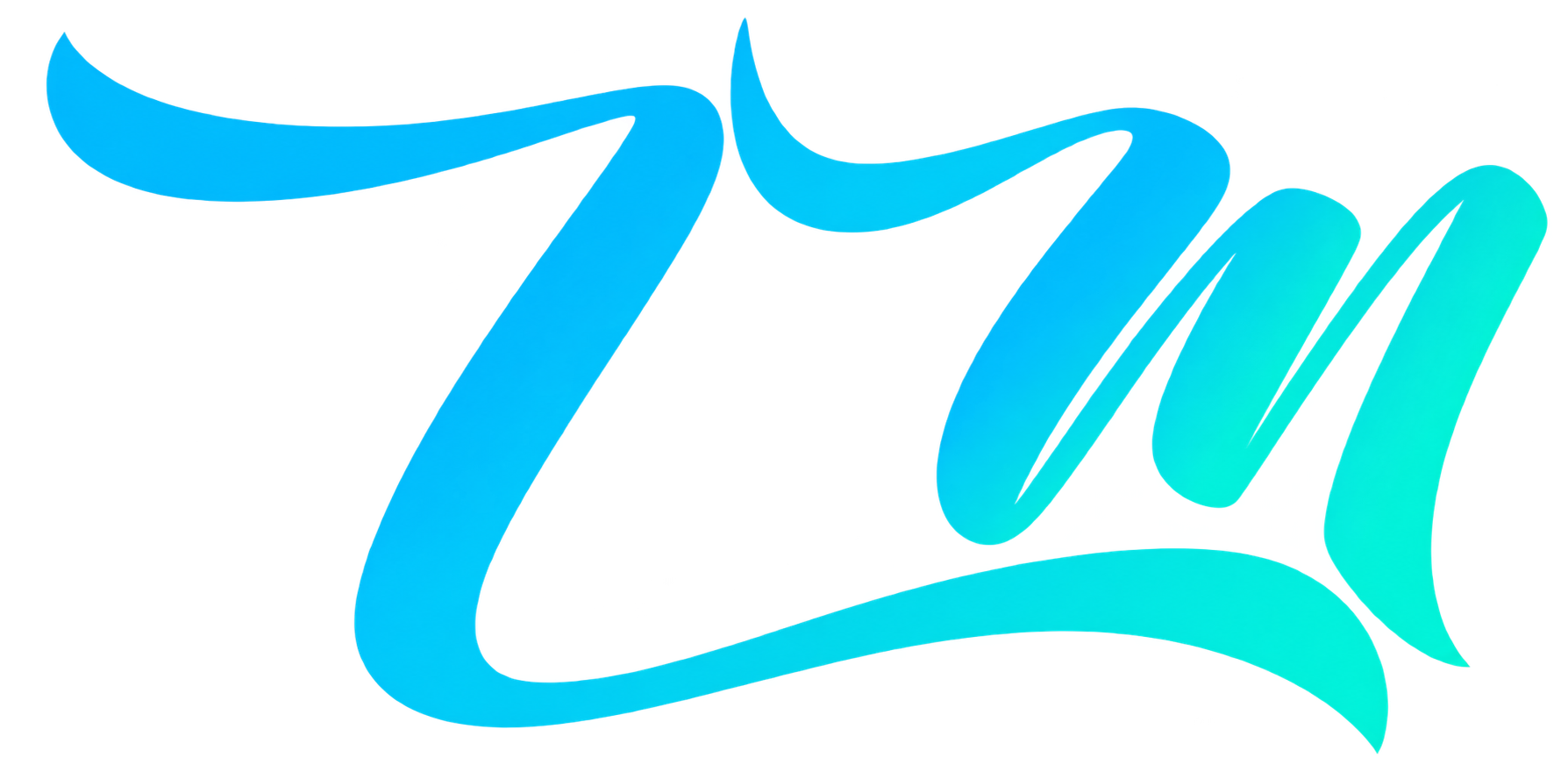 Cyan Turquoise Calligraphic ZM Logo.png